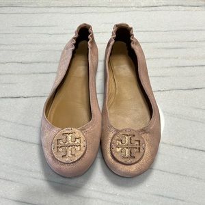 Tory Burch Rose Gold Minnie Flats